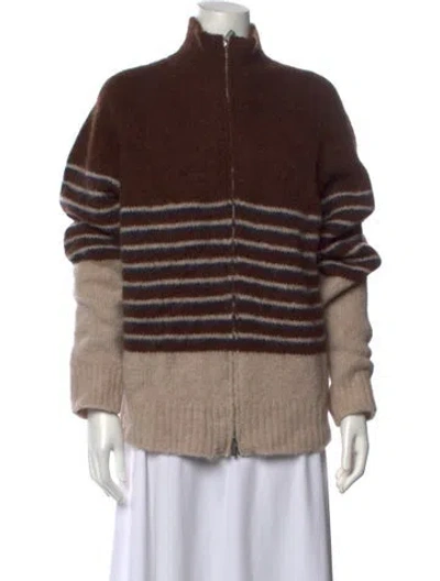 Pre-owned Barena Venezia Striped Mock Neck Sweater W/ Tags In Brown