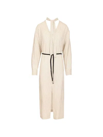 Barena Venezia Striped Tie-neck Dress In Neutral