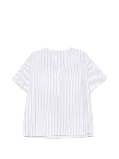 Barena Venezia Striped V-neck Blouse In White