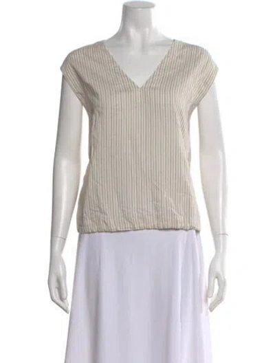 Pre-owned Barena Venezia Striped V-neck Top W/ Tags In Neutral