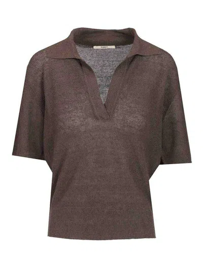 Barena Venezia Short-sleeved Knitted Shirt In Black