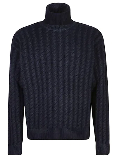 BARENA VENEZIA BARENA TEXTURED KNIT SWEATER WITH HIGH NECK AND RIBBED HEM