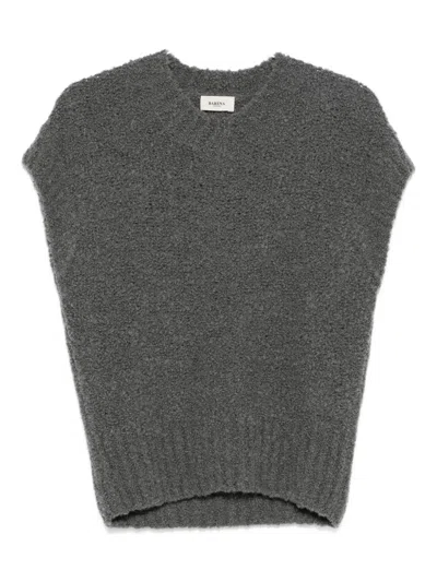 Barena Venezia V-neck Wool Vest In Gray