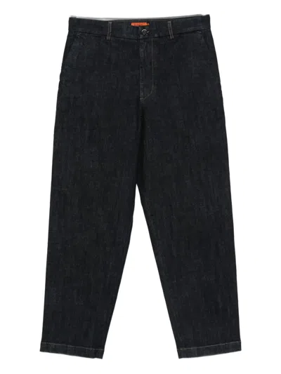 Barena Venezia Canasta Straight-leg Cotton-blend Trousers In Blue