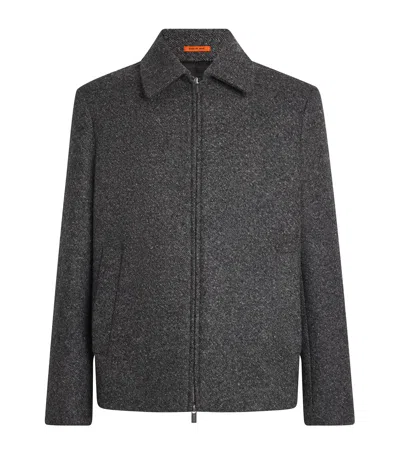 Barena Venezia Virgin Wool-blend Speckled Blouson Jacket In Gray