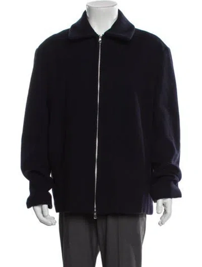 Pre-owned Barena Venezia Virgin Wool Bomber Jacket In Blue