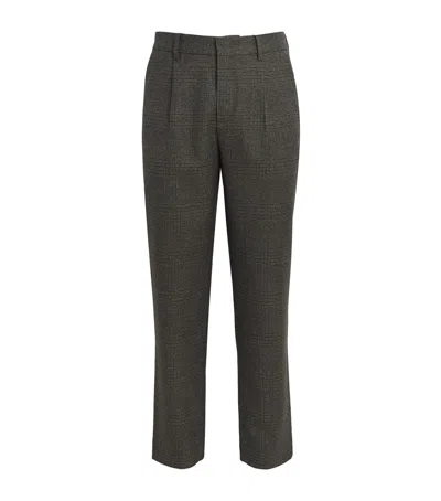 Barena Venezia Virgin Wool Check Tapered Trousers In Gray