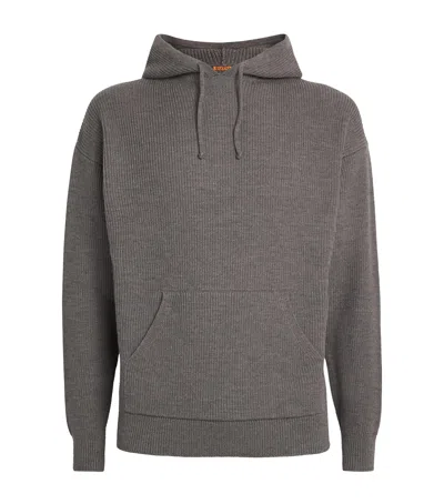Barena Venezia Virgin Wool Knitted Hoodie In Gray