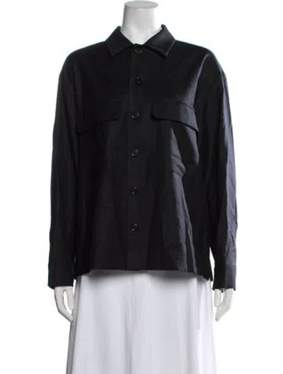 Pre-owned Barena Venezia Virgin Wool Long Sleeve Button-up Top W/ Tags In Blue