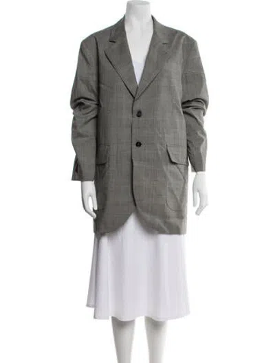 Pre-owned Barena Venezia Virgin Wool Plaid Print Blazer W/ Tags In Grey