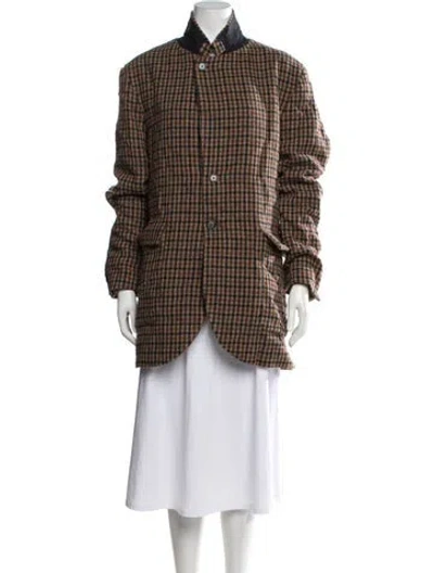 Pre-owned Barena Venezia Virgin Wool Plaid Print Jacket W/ Tags In Brown