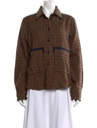 Pre-owned Barena Venezia Virgin Wool Plaid Print Top W/ Tags In Brown