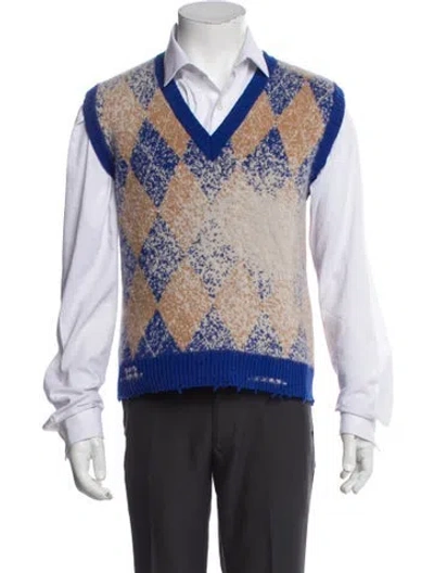 Pre-owned Barena Venezia Virgin Wool Printed Vest In Blue