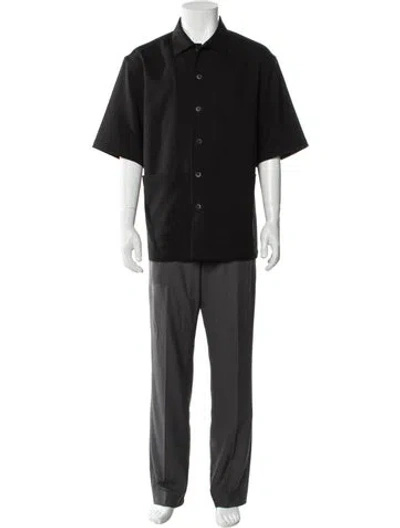 Pre-owned Barena Venezia Virgin Wool Short Sleeve Shirt In Black