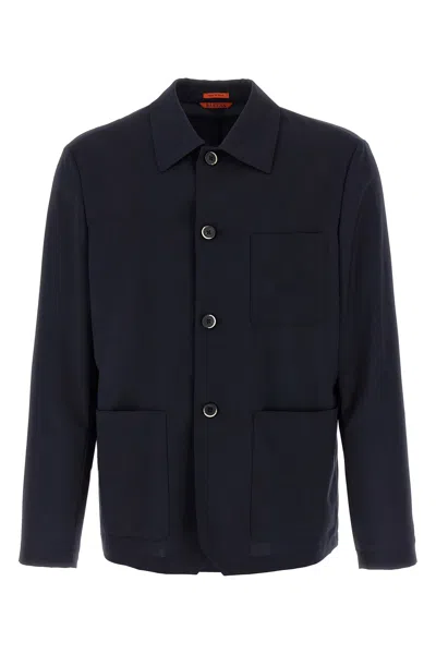Barena Venezia Virgin Wool-blend Gabardine Overshirt In Blue
