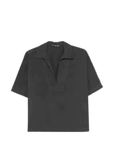 Barena Venezia V-neck Cotton Blouse In Gray