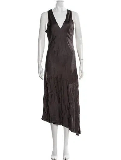 Pre-owned Barena Venezia V-neck Midi Length Dress W/ Tags In Brown