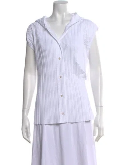 Pre-owned Barena Venezia V-neck Short Sleeve Button-up Top W/ Tags In White
