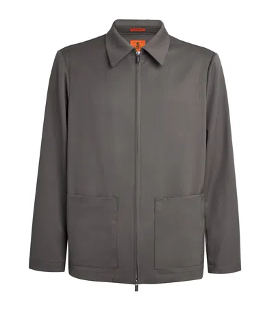 Barena Venezia Wool-blend Zip-up Overshirt In Gray