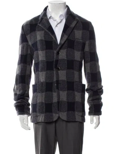 Pre-owned Barena Venezia Wool Plaid Print Peacoat In Multi