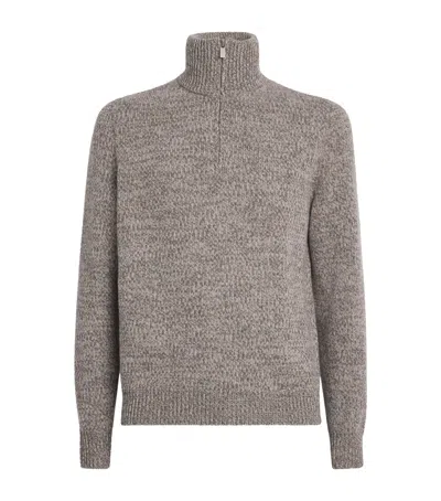 Barena Venezia Wool Speckled-knit Quarter-zip Sweater In Neutral