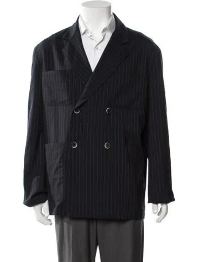 Pre-owned Barena Venezia Wool Striped Blazer W/ Tags In Blue