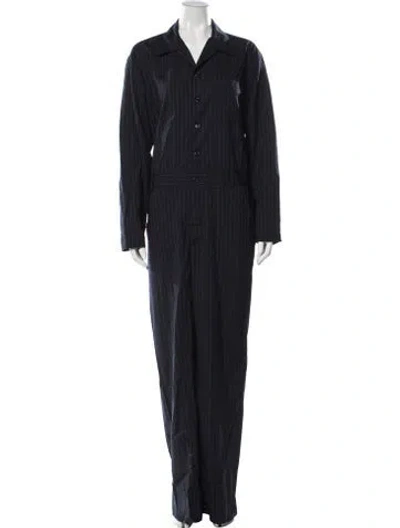 Pre-owned Barena Venezia Wool Striped Jumpsuit W/ Tags In Blue