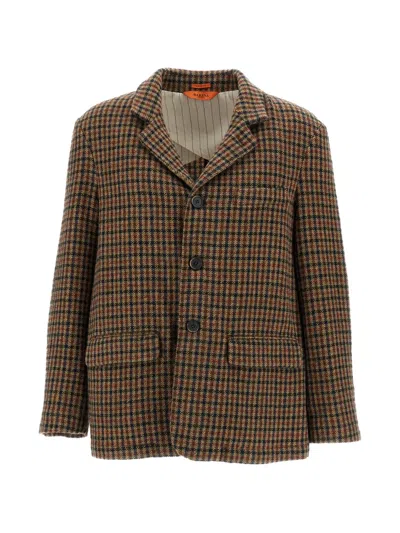 Barena Venezia Zener Fasser Check-pattern Virgin Wool Jacket In Brown