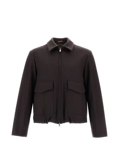 Barena Venezia Zip-up Flap-pocket Jacket In Brown