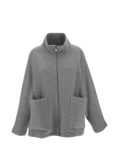 Barena Venezia Zip-up Patch-pocket Cardigan In Gray