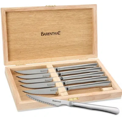 Barenthal Steak Knives Set Of 6, Stainless Steel Serrated Knives With Box, 4.8 Inch Sharp For Bbq & Dinner Par In Silver