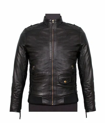Pre-owned Bareskin Trendy Black Real Leather Mens Bomber Biker Racer Style Jacket