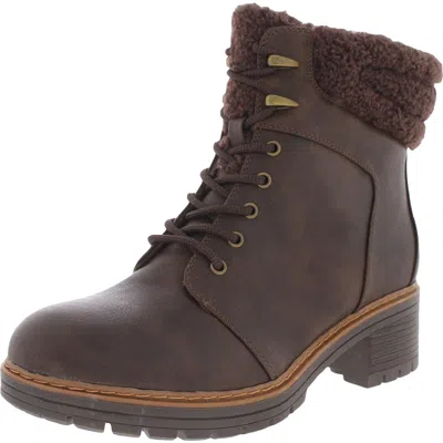 Baretraps Akira Womens Faux Leather Combat & Lace-up Boots In Brown