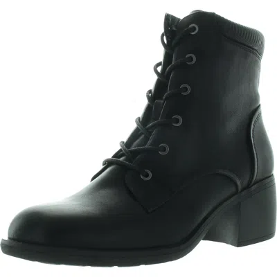 Baretraps Allister Womens Faux Leather Casual Combat & Lace-up Boots In Black