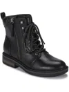 Baretraps Amysue Womens Faux Leather Heels Combat & Lace-up Boots In Black