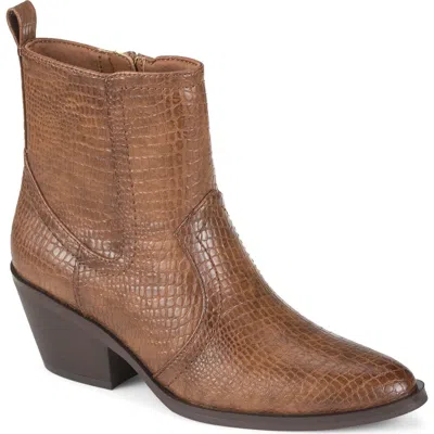 Baretraps Dainah Croc Embossed Faux Leather Western Bootie In Multi