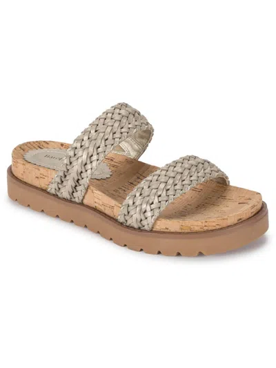 Baretraps Deanne Womens Faux Leather Braided Slide Sandals In Beige