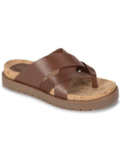 Baretraps Deirdra Womens Faux Leather Slide Sandals In Brown
