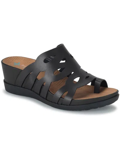 Baretraps Demetra Womens Faux Leather Slip On Slide Sandals In Black