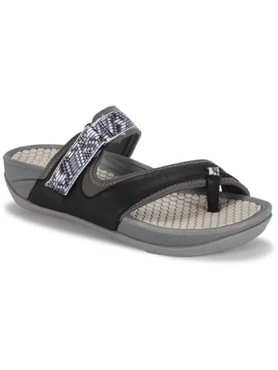 Baretraps Deserae Womens Faux Leather Slip On Sport Sandals In Dark Gray