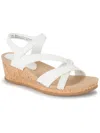 Baretraps Farah Womens Faux Leather Braided Wedge Sandals In White