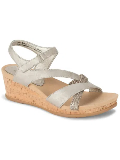 Baretraps Farah Womens Faux Leather Braided Wedge Sandals In Champagne