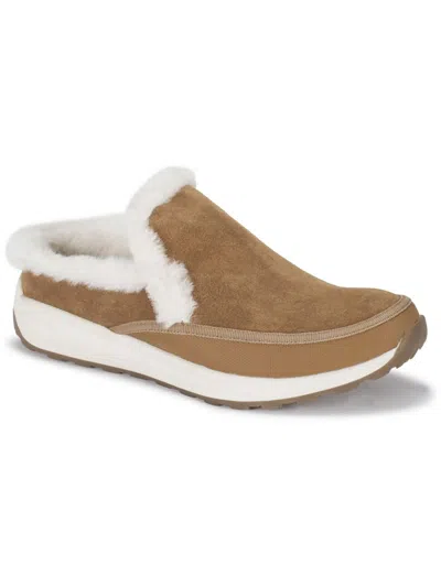 Baretraps Gemma Womens Faux Fur Leather Clogs In Beige