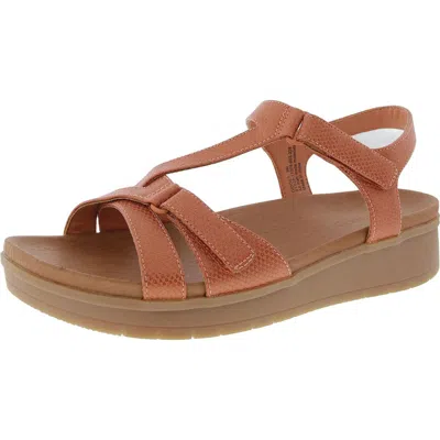 Baretraps Gidget Womens Faux Leather Round Toe Flatform Sandals In Orange