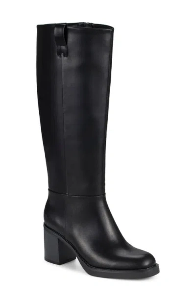 Baretraps Gretchen Faux Leather Wide Calf Knee High Boot In Black