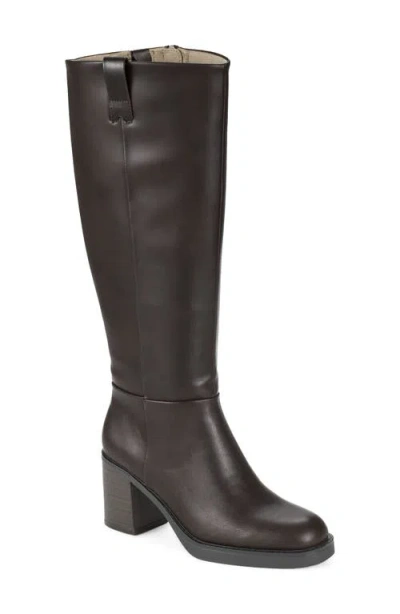 Baretraps Gretchen Faux Leather Wide Calf Knee High Boot In Brown