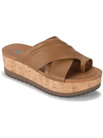 Baretraps Holly Womens Faux Leather Slip On Slide Sandals In Red