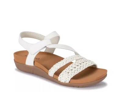 Baretraps Jalen Womens Faux Leather Ankle Strap Footbed Sandals In White