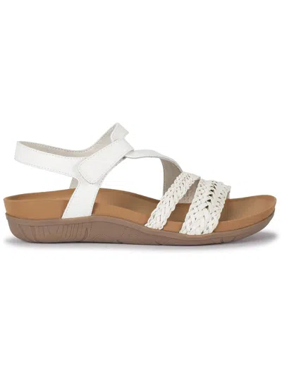 BARETRAPS JALEN WOMENS FAUX LEATHER ANKLE STRAP FOOTBED SANDALS