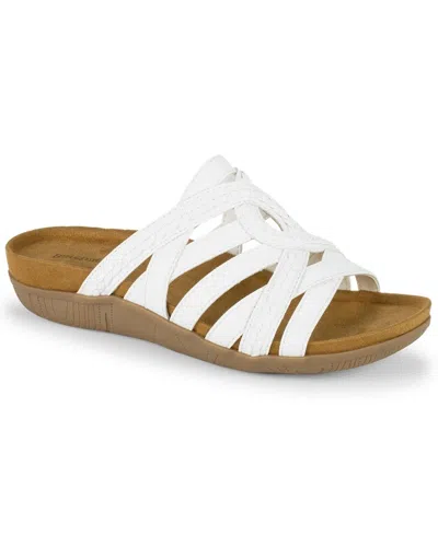Baretraps Joneva Bt31327 Slide Womenswhite Leather Slip On Sandals Rhs9122 In White